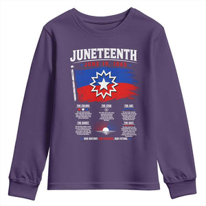 Educational Juneteenth Flag Symbolism Infographic Youth Sweatshirt Freedom Day June 19 1865 History Meaning