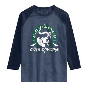 Allez Les Elephants Cote d'Ivoire Soccer Fan Raglan Shirt Ivory Coast Pride Football Lovers
