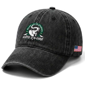 Allez Les Elephants Cote d'Ivoire Soccer Fan Washed Cotton Baseball Cap Ivory Coast Pride Football Lovers