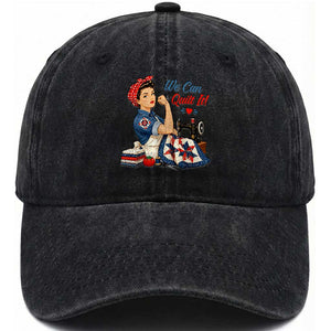 Funny Rosie We Can Quilt It Washed Cotton Baseball Cap Quilting Sewing Crafty Joke