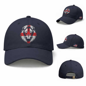 Majestic England Lion Face Graphic Baseball Cap Patriotic St. Georges Cross British Pride Heritage