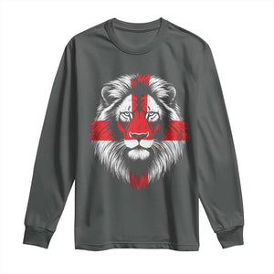 Majestic England Lion Face Graphic Long Sleeve Shirt Patriotic St. Georges Cross British Pride Heritage