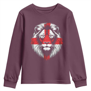 Majestic England Lion Face Graphic Youth Sweatshirt Patriotic St. Georges Cross British Pride Heritage