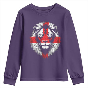 Majestic England Lion Face Graphic Youth Sweatshirt Patriotic St. Georges Cross British Pride Heritage