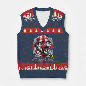 Roaring Lions England Football Pride V-Neck Knit Sweater Vest Retro Patriotic Soccer British Football Fans