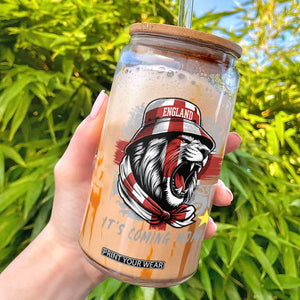 Roaring Lions England Football Pride Glass Can Retro Patriotic Soccer British Football Fans
