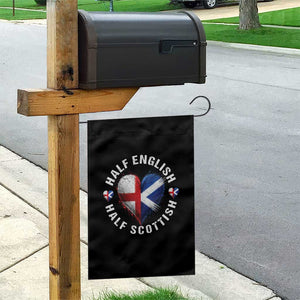 Half English Half Scottish Heritage Garden Flag Heart St Georges Cross and Saltire Pride