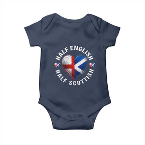 Half English Half Scottish Heritage Baby Onesie Heart St Georges Cross and Saltire Pride