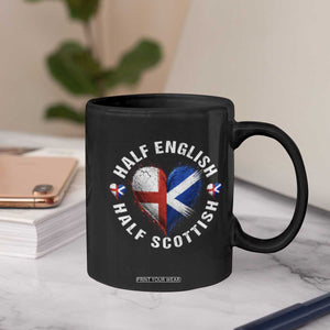 Half English Half Scottish Heritage Coffee Mug Heart St Georges Cross and Saltire Pride