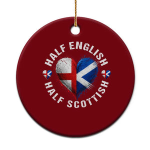 Half English Half Scottish Heritage Ceramic Ornament Heart St Georges Cross and Saltire Pride