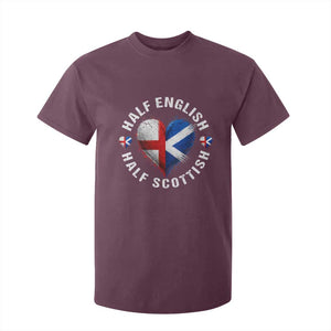 Half English Half Scottish Heritage T Shirt For Kid Heart St Georges Cross and Saltire Pride