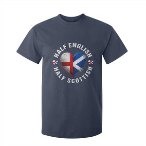 Half English Half Scottish Heritage T Shirt For Kid Heart St Georges Cross and Saltire Pride