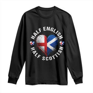 Half English Half Scottish Heritage Long Sleeve Shirt Heart St Georges Cross and Saltire Pride