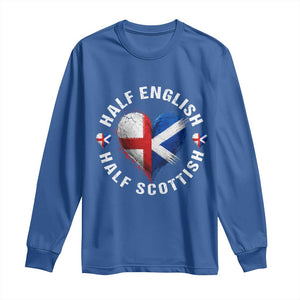 Half English Half Scottish Heritage Long Sleeve Shirt Heart St Georges Cross and Saltire Pride