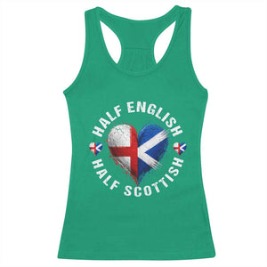 Half English Half Scottish Heritage Racerback Tank Top Heart St Georges Cross and Saltire Pride