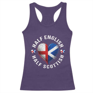 Half English Half Scottish Heritage Racerback Tank Top Heart St Georges Cross and Saltire Pride