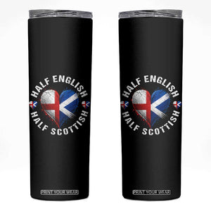 Half English Half Scottish Heritage Skinny Tumbler Heart St Georges Cross and Saltire Pride