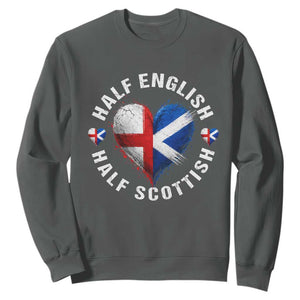 Half English Half Scottish Heritage Sweatshirt Heart St Georges Cross and Saltire Pride