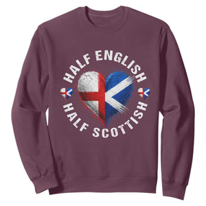 Half English Half Scottish Heritage Sweatshirt Heart St Georges Cross and Saltire Pride