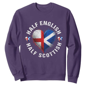 Half English Half Scottish Heritage Sweatshirt Heart St Georges Cross and Saltire Pride