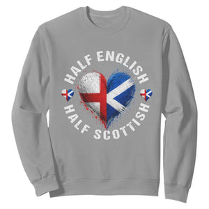 Half English Half Scottish Heritage Sweatshirt Heart St Georges Cross and Saltire Pride