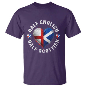 Half English Half Scottish Heritage T Shirt Heart St Georges Cross and Saltire Pride