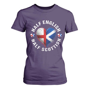 Half English Half Scottish Heritage T Shirt For Women Heart St Georges Cross and Saltire Pride