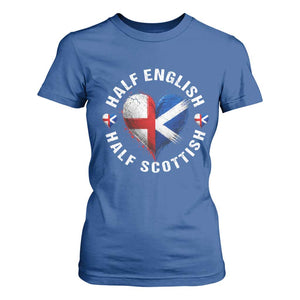 Half English Half Scottish Heritage T Shirt For Women Heart St Georges Cross and Saltire Pride