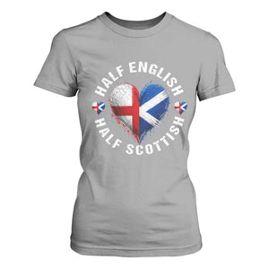 Half English Half Scottish Heritage T Shirt For Women Heart St Georges Cross and Saltire Pride
