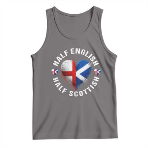 Half English Half Scottish Heritage Tank Top Heart St Georges Cross and Saltire Pride