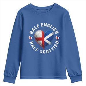 Half English Half Scottish Heritage Youth Sweatshirt Heart St Georges Cross and Saltire Pride