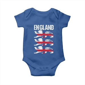 Vintage Three Lions England Pride Baby Onesie Patriotic Soccer British Football Fans