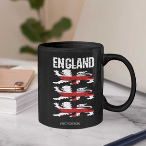 Vintage Three Lions England Pride Coffee Mug Patriotic Soccer British Football Fans