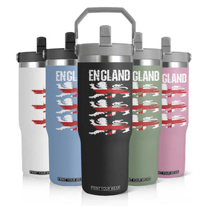Vintage Three Lions England Pride Flip Straw Tumbler Patriotic Soccer British Football Fans