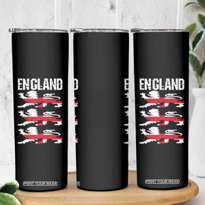 Vintage Three Lions England Pride Skinny Tumbler Patriotic Soccer British Football Fans