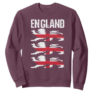 Vintage Three Lions England Pride Sweatshirt Patriotic Soccer British Football Fans