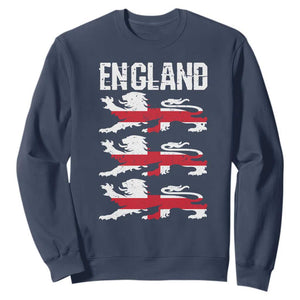 Vintage Three Lions England Pride Sweatshirt Patriotic Soccer British Football Fans
