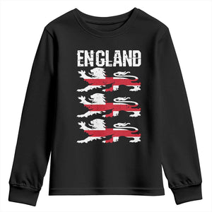 Vintage Three Lions England Pride Youth Sweatshirt Patriotic Soccer British Football Fans