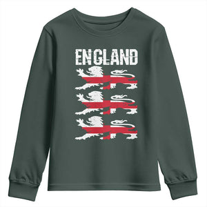 Vintage Three Lions England Pride Youth Sweatshirt Patriotic Soccer British Football Fans