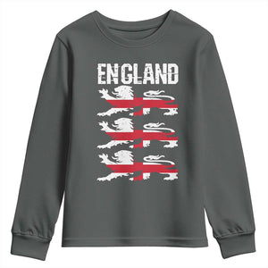 Vintage Three Lions England Pride Youth Sweatshirt Patriotic Soccer British Football Fans