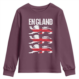 Vintage Three Lions England Pride Youth Sweatshirt Patriotic Soccer British Football Fans