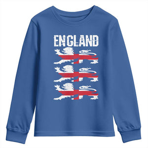 Vintage Three Lions England Pride Youth Sweatshirt Patriotic Soccer British Football Fans