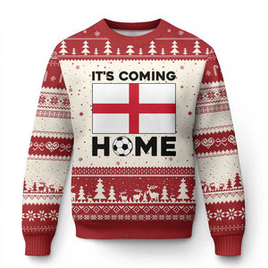 It is Coming Home England Football Flag Ugly Christmas Sweater Patriotic Soccer Fans St Georges Cross Heritage Pride