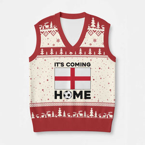 It is Coming Home England Football Flag V-Neck Knit Sweater Vest Patriotic Soccer Fans St Georges Cross Heritage Pride