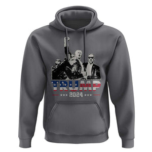 Trump Raised Fist Hoodie Trump 2024 For President TS02 Charcoal Print Your Wear