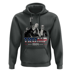 Trump Raised Fist Hoodie Trump 2024 For President TS02 Dark Heather Print Your Wear