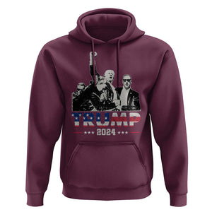 Trump Raised Fist Hoodie Trump 2024 For President TS02 Maroon Print Your Wear