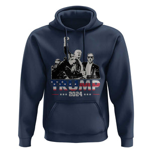 Trump Raised Fist Hoodie Trump 2024 For President TS02 Navy Print Your Wear