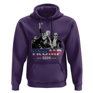 Trump Raised Fist Hoodie Trump 2024 For President TS02 Purple Print Your Wear