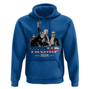 Trump Raised Fist Hoodie Trump 2024 For President TS02 Royal Blue Print Your Wear